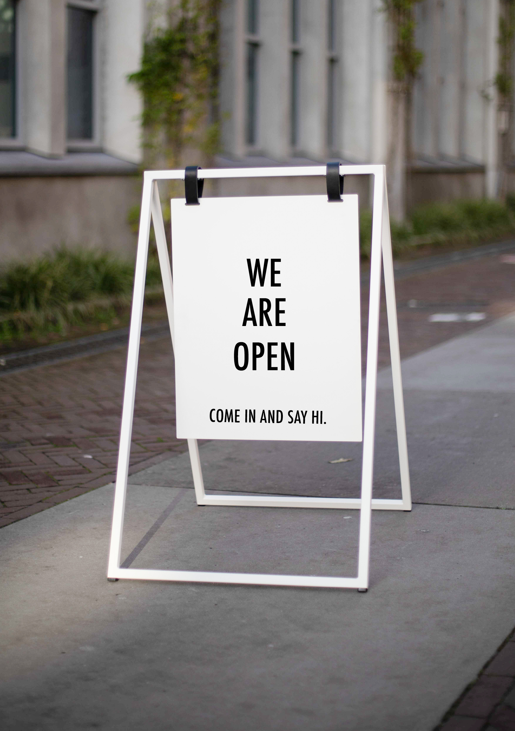 High quality steel sidewalk sign for your business. Shop sign for outdoor and indoor use.